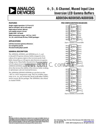 Analog Devices ADD8504/ADD8505/ADD8506 Datasheet - cover page