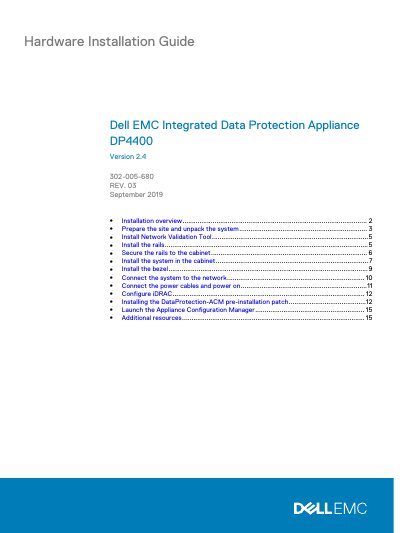 Dell EMC DP4400 Hardware Installation Guide - cover page