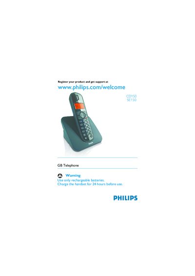 Philips CD150 SE150 Telephone User Guide