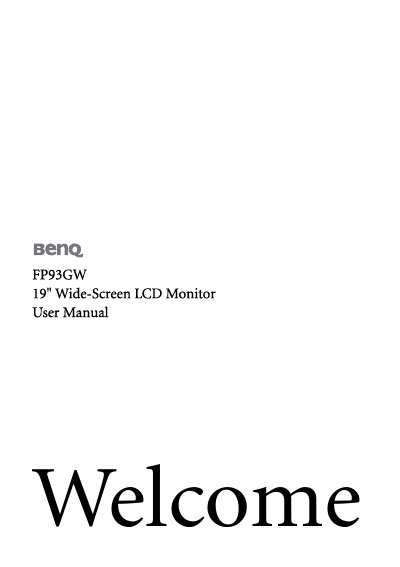 BenQ FP93GW Monitor User Manual