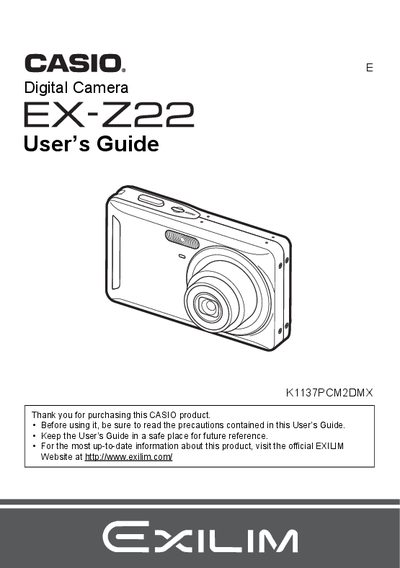 Casio EX-Z22 Digital Camera User's Guide - cover page
