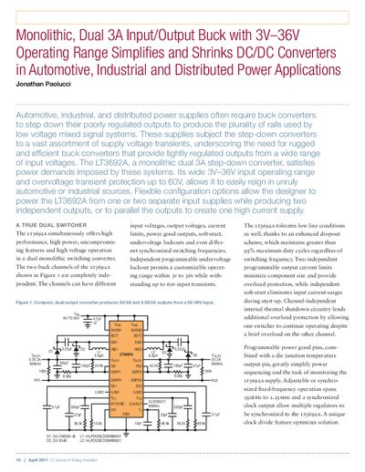 Linear Technology LT3692A Dual 3A Buck Converter Datasheet
