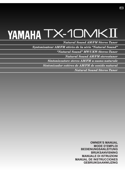 Yamaha TX-10MKII Natural Sound AM/FM Stereo Tuner Owner's Manual - cover page