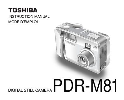 Toshiba PDR-M81 Digital Still Camera User Manual - cover page