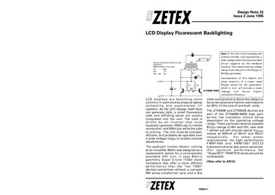 Zetex LCD Display Fluorescent Backlighting Design Note - cover page