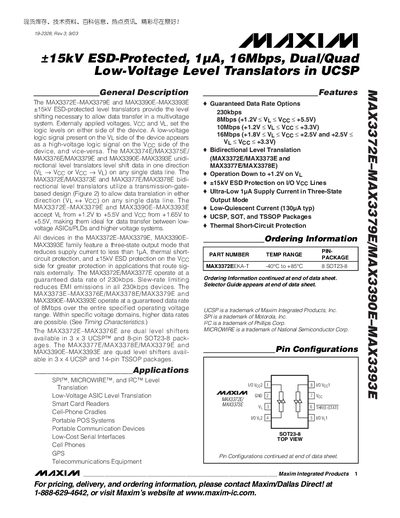 Maxim MAX3372E‑MAX3379E / MAX3390E‑MAX3393E Datasheet - cover page