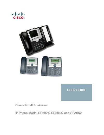 Cisco SPA92X, SPA94X, SPA962 IP Phone User Manual - cover page