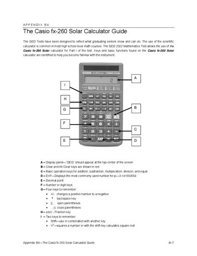 Casio fx-260 Solar Calculator User Guide - cover page