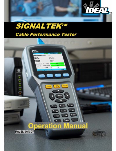 Ideal Industries SIGNALTEK Cable Performance Tester Operation Manual - cover page