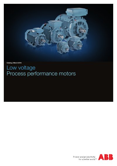 ABB Low Voltage Process Performance Motors Catalog March 2016 - cover page
