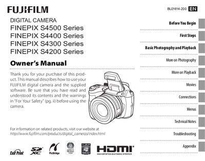 FUJI S4500 S4400 S4300 S4200 digital camera user manual - cover page