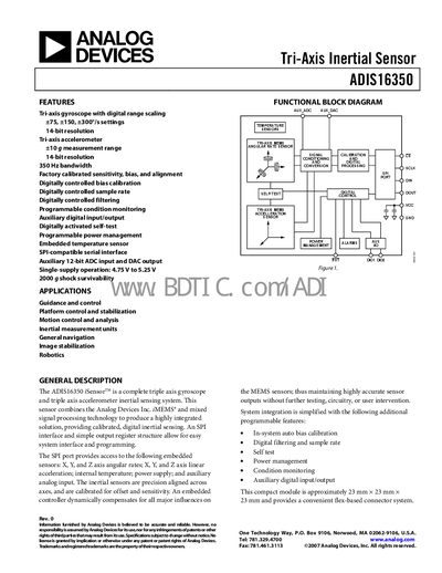 HDS-1250G ADIS16350 handbook - cover page