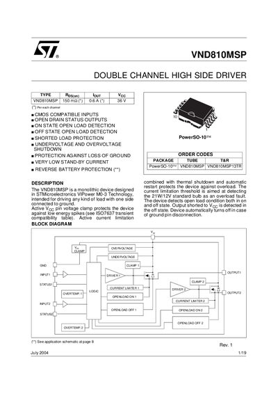 ST VND810MSP handbook - cover page
