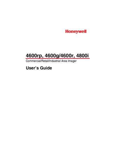 Honeywell 4600rp/4600g/4600r/4800i Area Imager User Guide - cover page