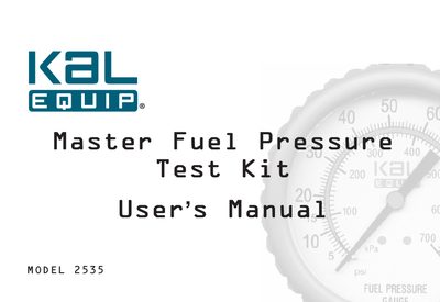 Actron Model 2535 Master Fuel Pressure Test Kit User's Manual - cover page
