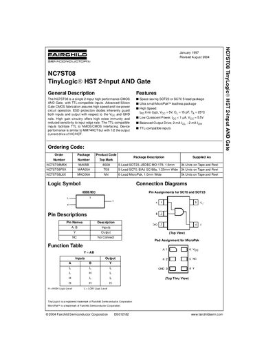 Fairchild NC7ST08 Datasheet - cover page