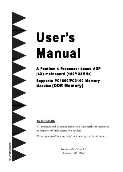Intel AGP (4X) Mainboard (100/133MHz) User Manual - cover page
