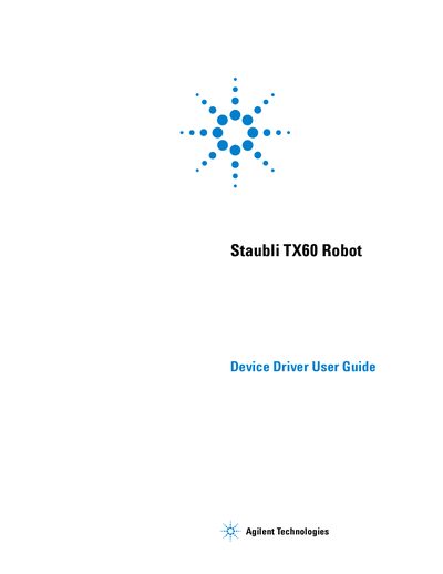 Agilent Staubli TX60 Robot Device Driver User Guide - cover page