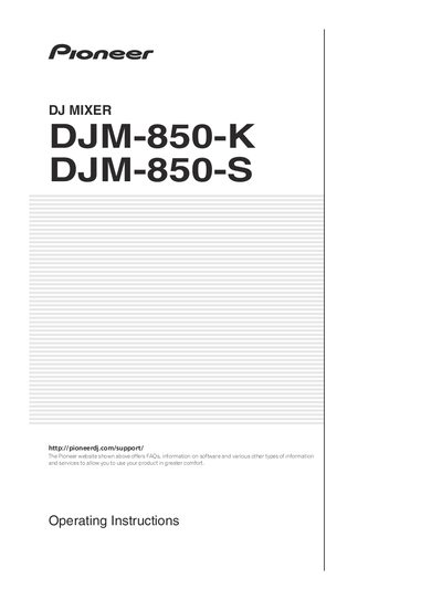 Pioneer DJ DJM-850-K/DJM-850-S Operating Instructions - cover page