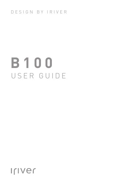 iriver B100 MP3 Player User Manual - cover page