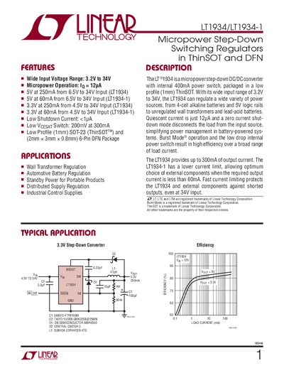 Linear Technology LT1934/LT1934-1 Datasheet - cover page