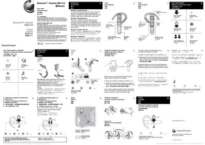 Sony Ericsson HBH-610 Bluetooth Headset User Manual - cover page