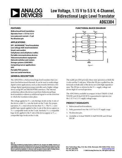 Analog Devices ADG3304 Datasheet Rev B - cover page