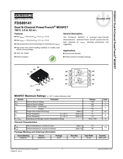 FAIRCHILD FDS83141 Manual - cover page