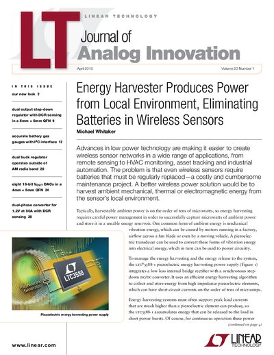 Linear Technology LTC3588-1 Piezoelectric Energy Harvesting Power Supply Application Note - cover page