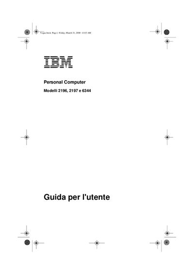 IBM PC 2196 2197 6344 User Guide - cover page