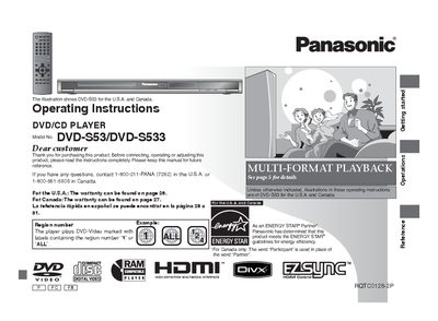 Panasonic DVD-S53/DVD-S533 Manual - cover page