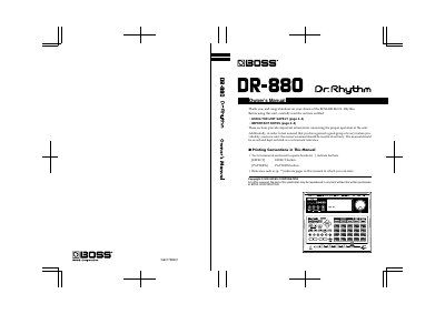BOSS DR-880 Dr. Rhythm Owner's Manual - cover page