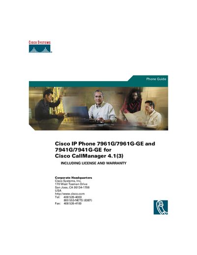 Cisco IP Phone 7961G/7961G-GE and 7941G/7941G-GE User Manual - cover page