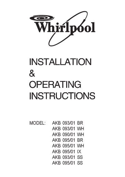 Whirlpool AKB 093/01, AKB 090/01, AKB 095/01 Installation Manual - cover page