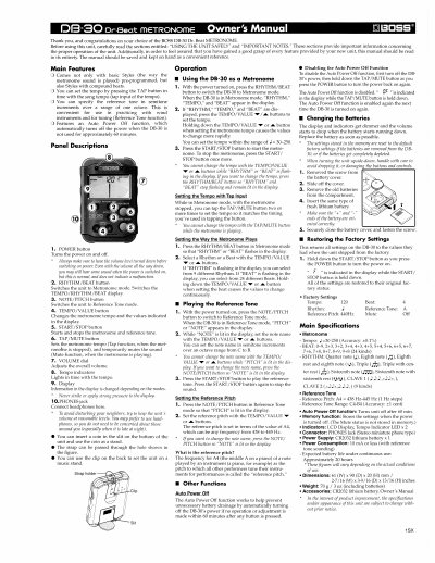 BOSS DB-30 Dr. Beat Metronome User Manual - cover page