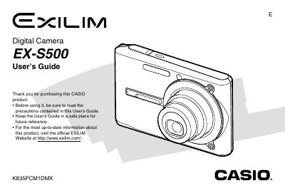 Casio EX-S500 Digital Camera User's Guide - cover page