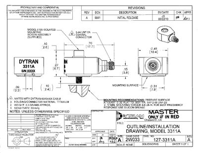 Dytran 3311A Miniature IEPE Accelerometer Datasheet - cover page