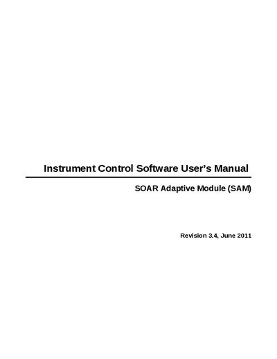 SOAR SAM Instrument Control Software User Manual - cover page