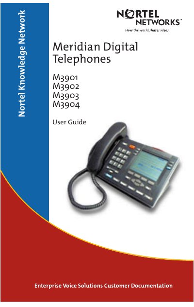 Nortel Knowledge Network Meridian Digital Telephones M3901 M3902 M3903 M3904 User Guide - cover page