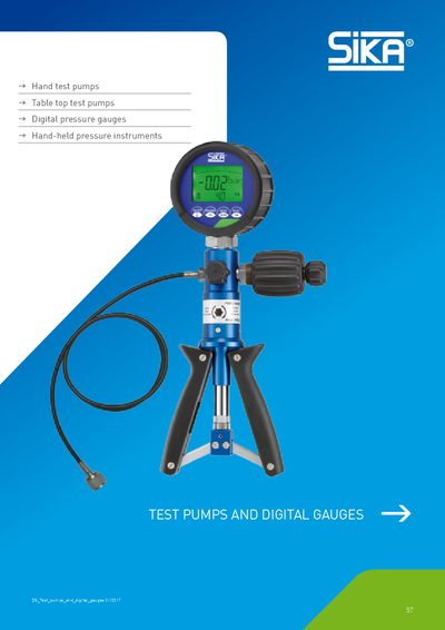 SIKA Test Pumps and Digital Gauges P 4, P 40.2, P 60, P 700.3 Product Data Sheet - cover page