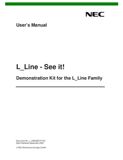 NEC L_Line Demonstration Kit User Manual - cover page