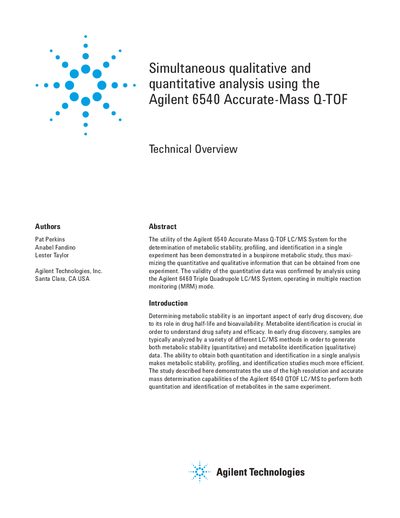 Agilent 6540 Accurate-Mass Q-TOF Technical Overview