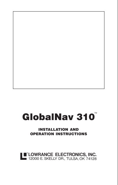 Lowrance GlobalNav 310 Installation and Operation Instructions - cover page
