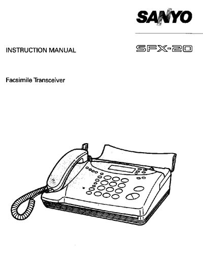 SANYO SFX-20Fax Manual - cover page