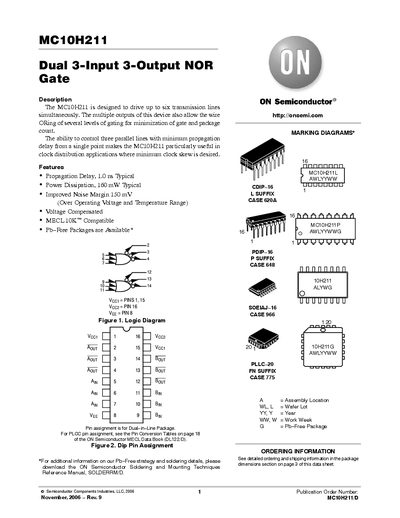 ON Semiconductor MC10H211 Datasheet - cover page