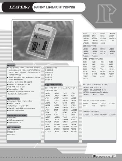 Leap Electronic Handy Linear IC Tester User Manual - cover page