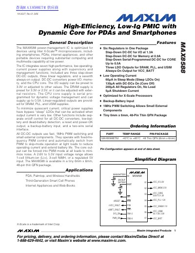 MAXIM MAX8588 Power-Management IC Datasheet - cover page