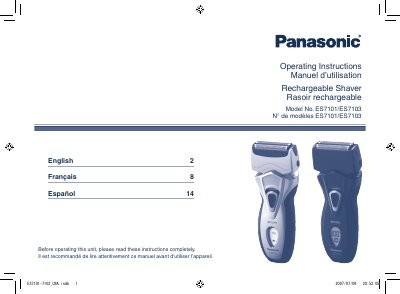Panasonic ES7103-MUL Manual - cover page