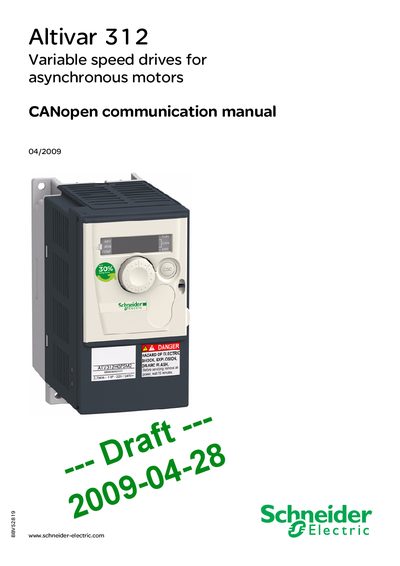 Schneider Electric Altivar 312 CANopen Communication Manual - cover page