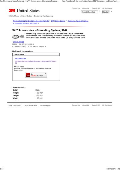 3M 3042 Wrist Strap Grounding System Product Leaflet - cover page